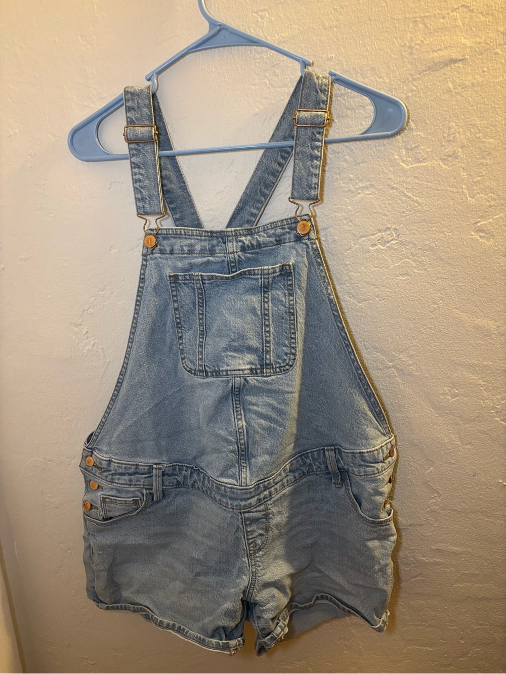 Light Blue Denim Kids Short Overalls